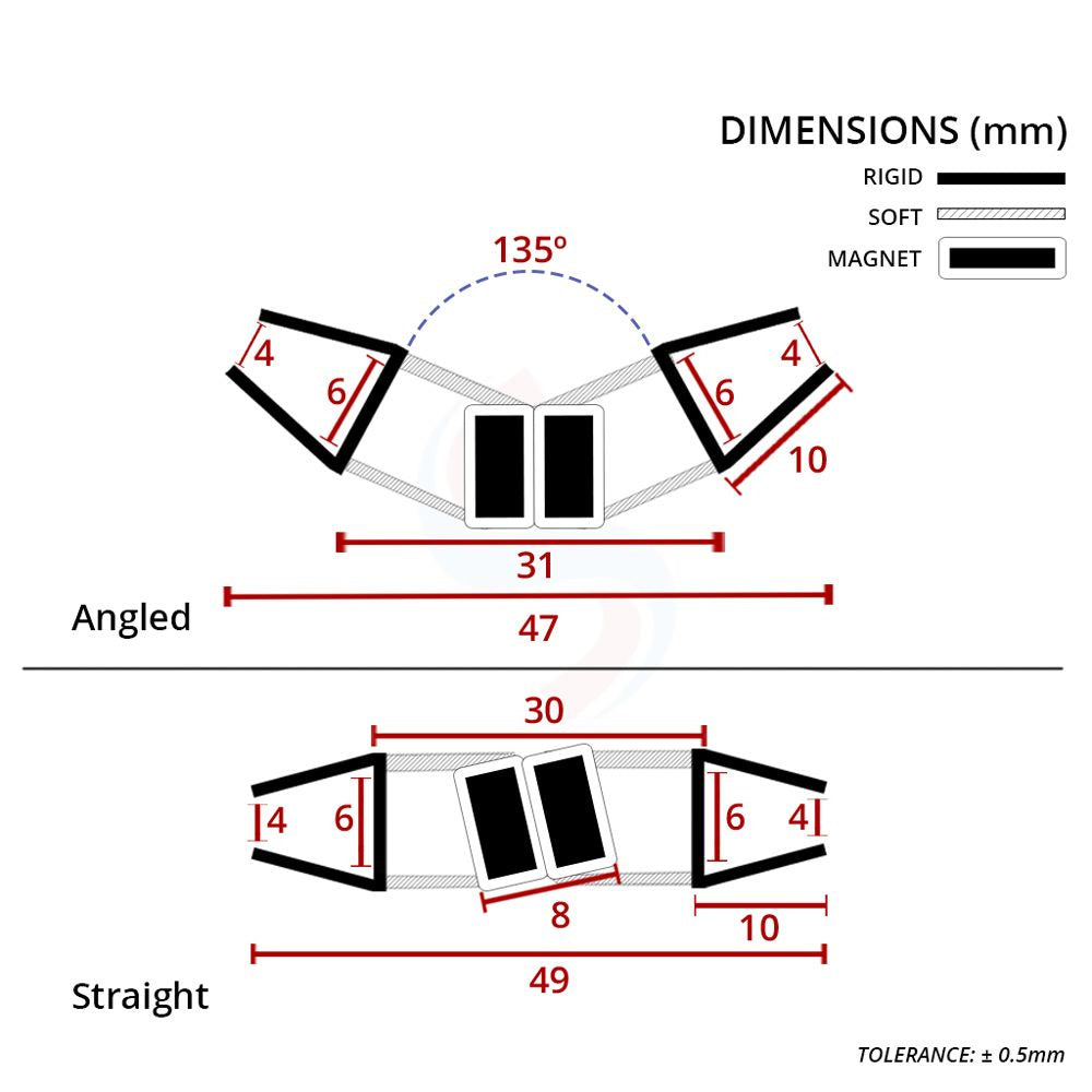 MAG036 - Magnetic Shower Screen Seal - Fits 4-6mm Glass - 1 Pair - Length of 2000mm