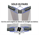 Fitting diagram headed 'Sold in pairs': seal pair shown at 135 degrees and straight, 4-6mm glass, 30mm marked