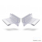 Two clear magnetic seal profiles side by side on white, white magnet housings on their flexible webs
