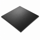 Square black nylon 6.6 sheet angled on white, smooth satin face and a crisp square-cut edge