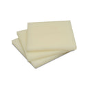Three cream nylon sheets fanned out on a white background, showing pale sawn edges