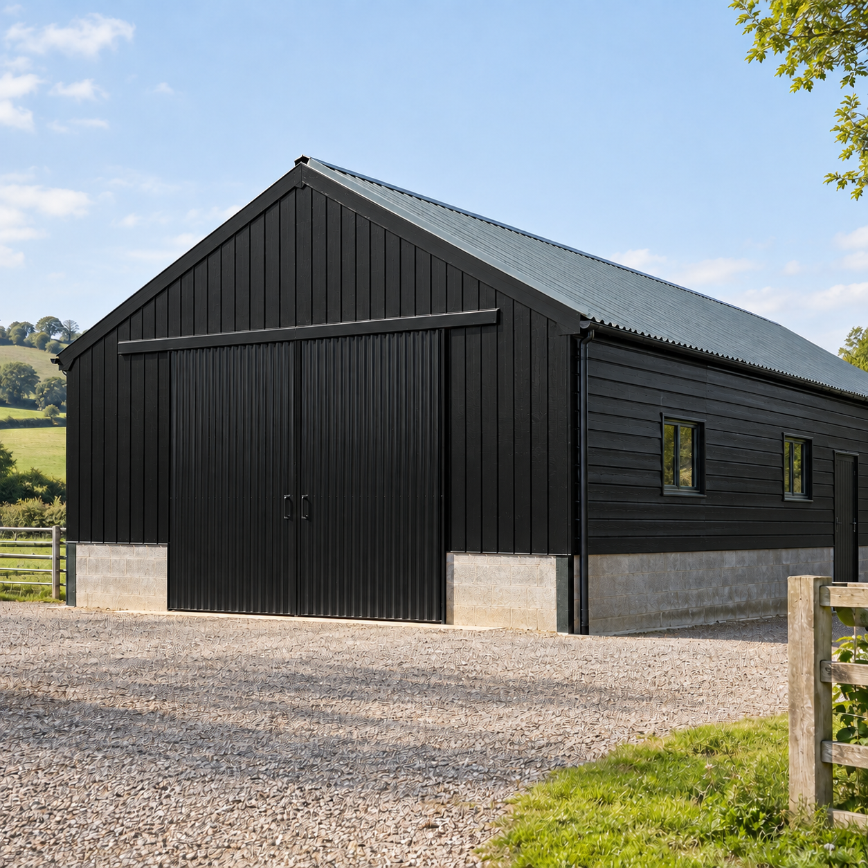 Black illustrative application: Oil-Based Barn & Shed Paint – Exterior Wood & Metal Gloss