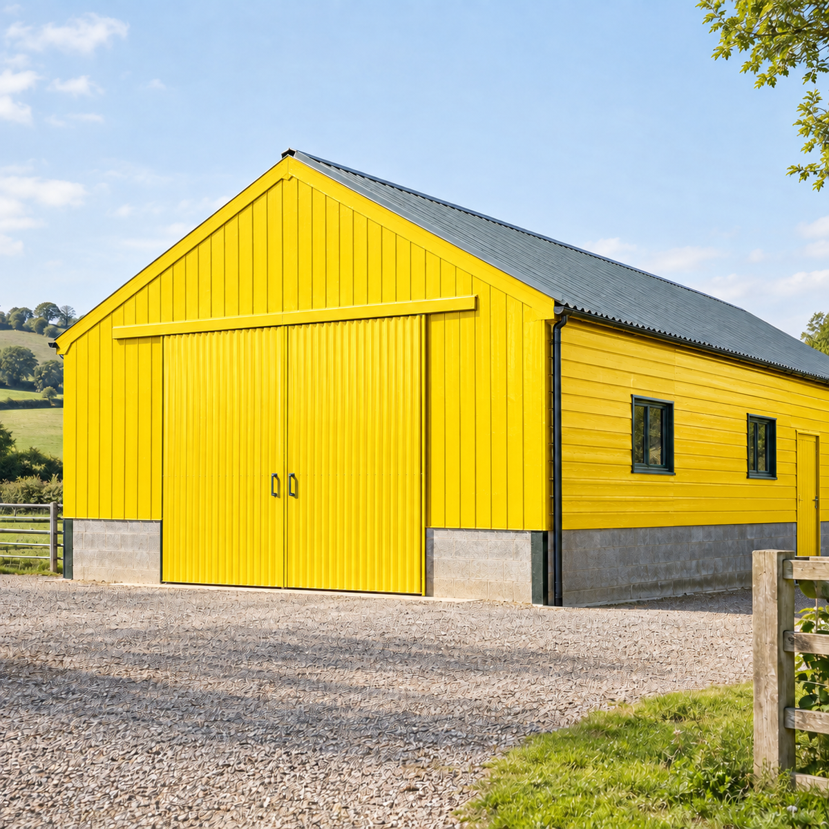Bright Yellow illustrative application: Oil-Based Barn & Shed Paint – Exterior Wood & Metal Gloss