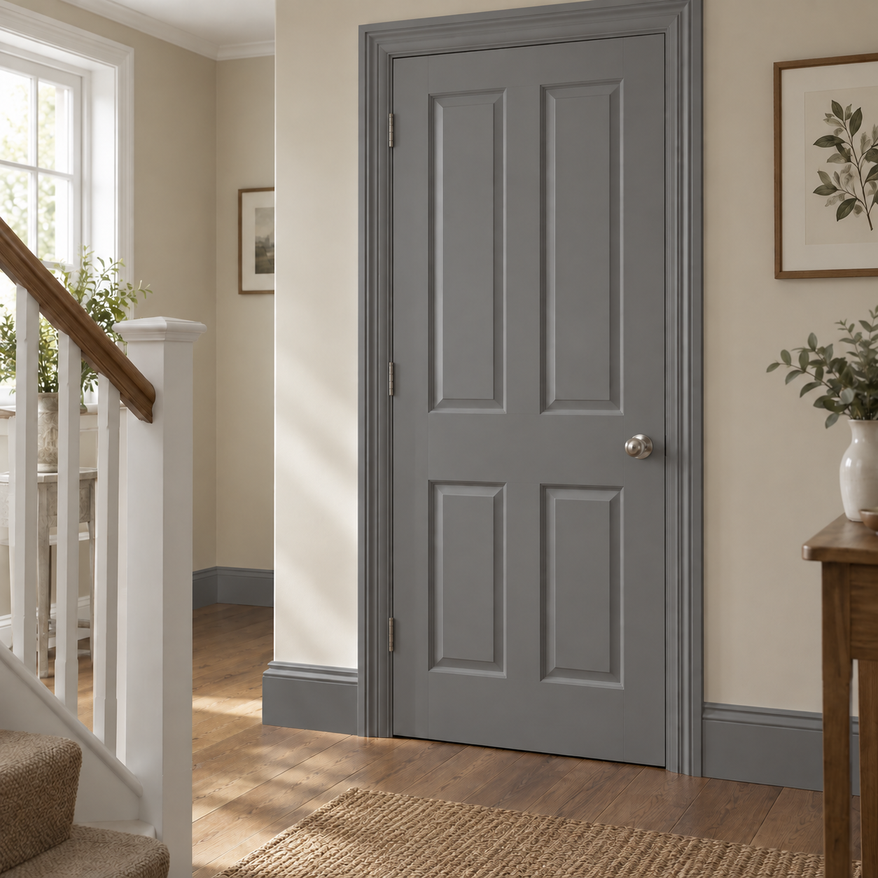 Dark Grey illustrative application: Oil-Based Satinwood Paint for Doors, Skirting & Trim