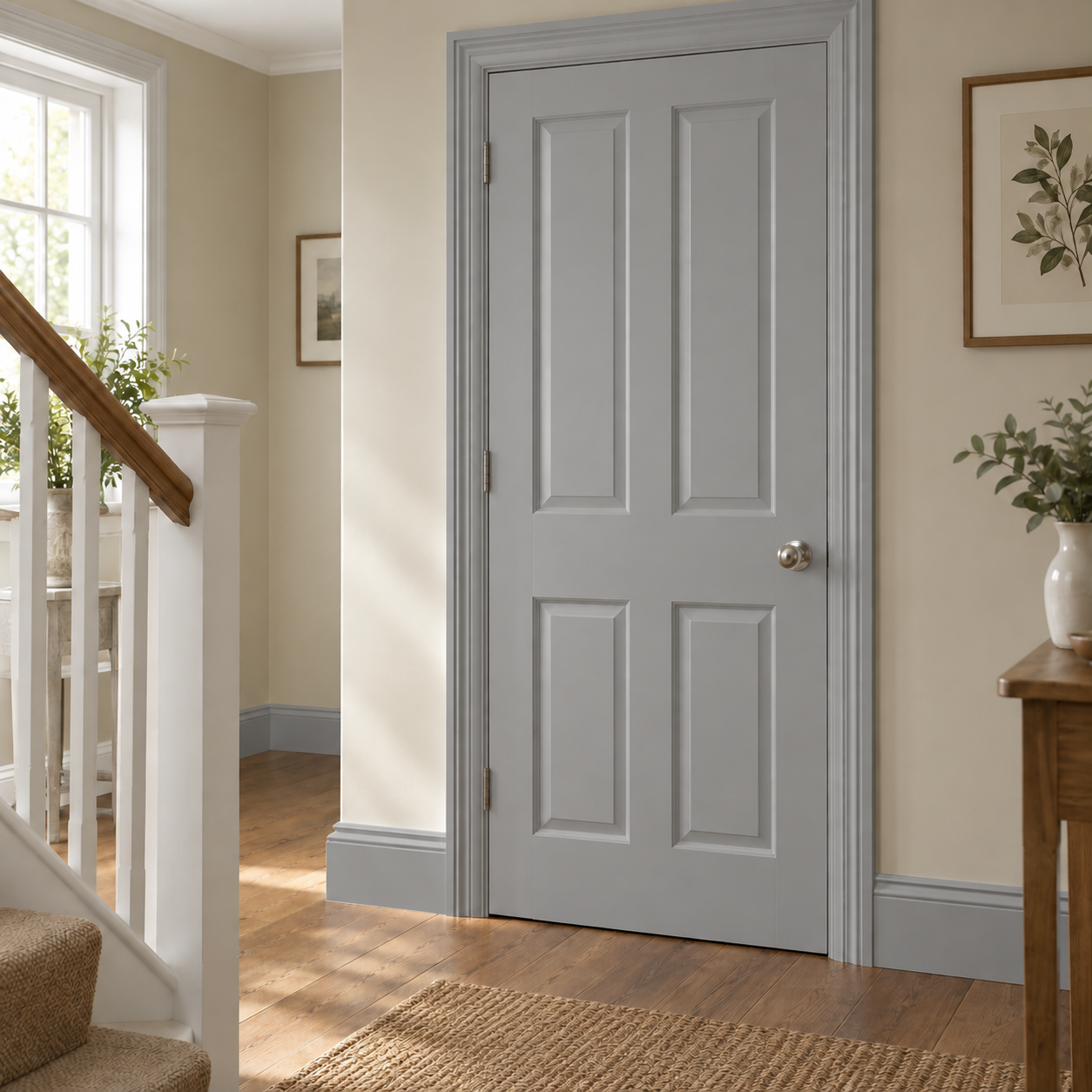 Mid Grey illustrative application: Oil-Based Satinwood Paint for Doors, Skirting & Trim