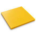 Single yellow PE500 polyethylene square sheet on white, showing its satin surface and solid cut edge.