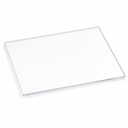 Clear PETG sheet, angled studio shot on a white background