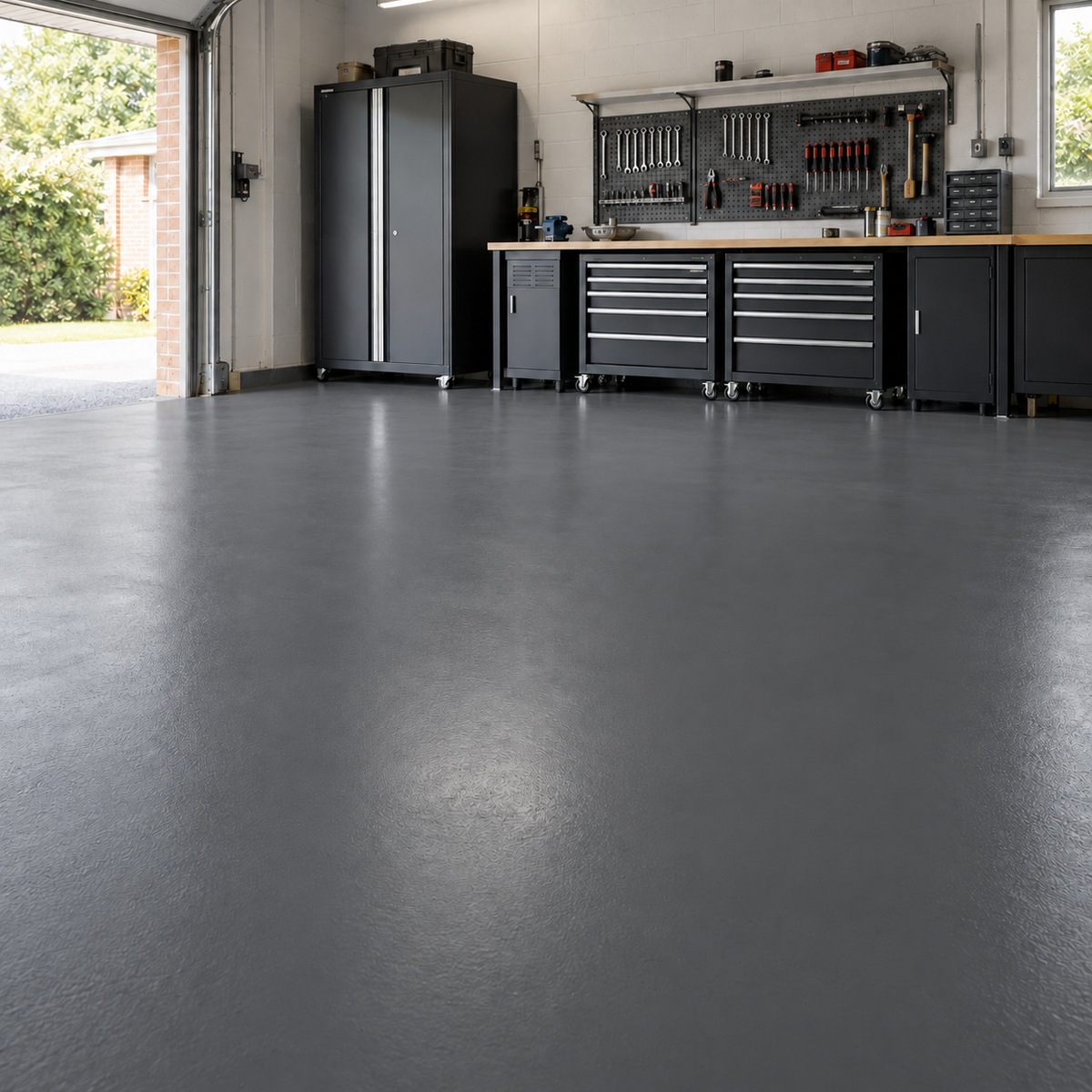 Dark Grey illustrative application: Heavy Duty Polyurethane Floor Paint for Garages & Workshops