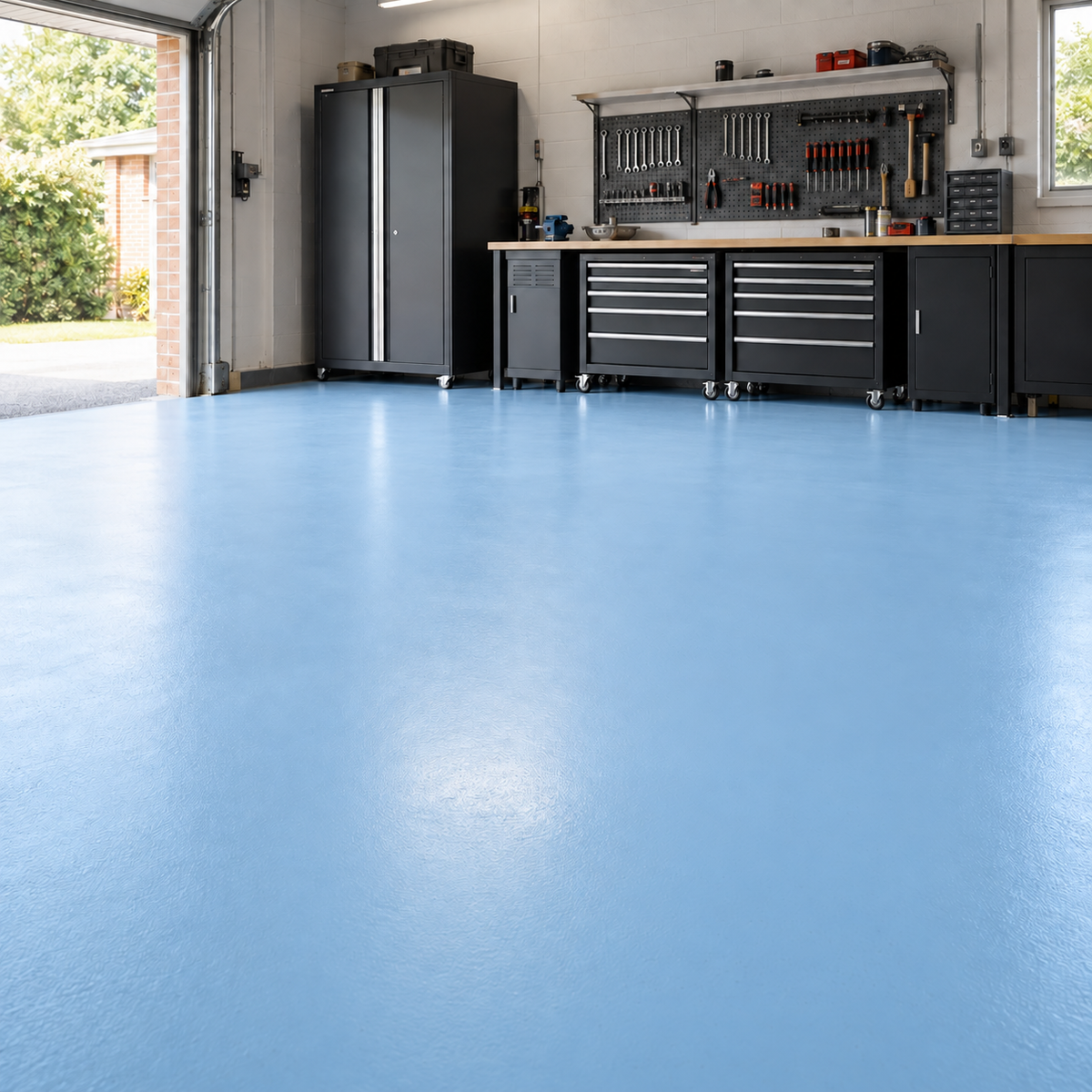 Light Blue illustrative application: Heavy Duty Polyurethane Floor Paint for Garages & Workshops