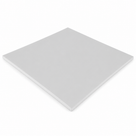 Square white PTFE sheet angled on white, matte face and a clean sawn edge along the front