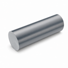 Gunmetal-grey PVC rod on white, brushed surface with the round cut end at the lower left