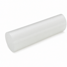 Short milky PVDF rod on a white ground, angled with a faintly translucent cut end at lower left