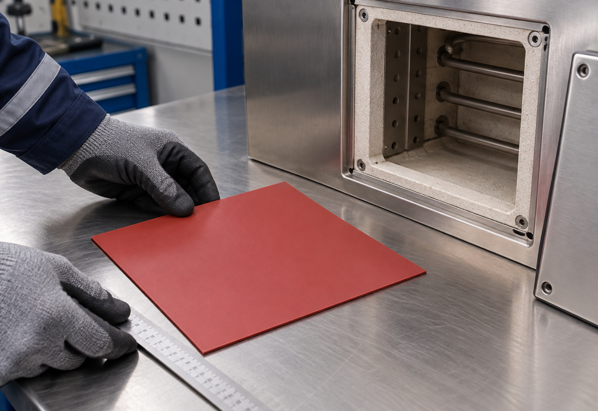 Illustrative red-oxide high-temperature silicone sheet, 200 × 200 × 2mm