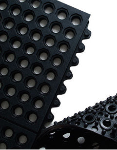 Anti-Slip Industrial Rubber Mat Tile with Drainage Holes for Enhanced Safety