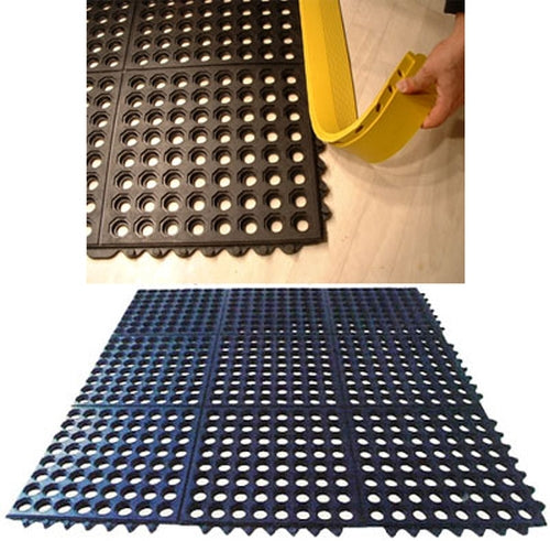 Rubber Link Mats with Drainage Holes for Pool And Wet Areas - Industrial-polymers