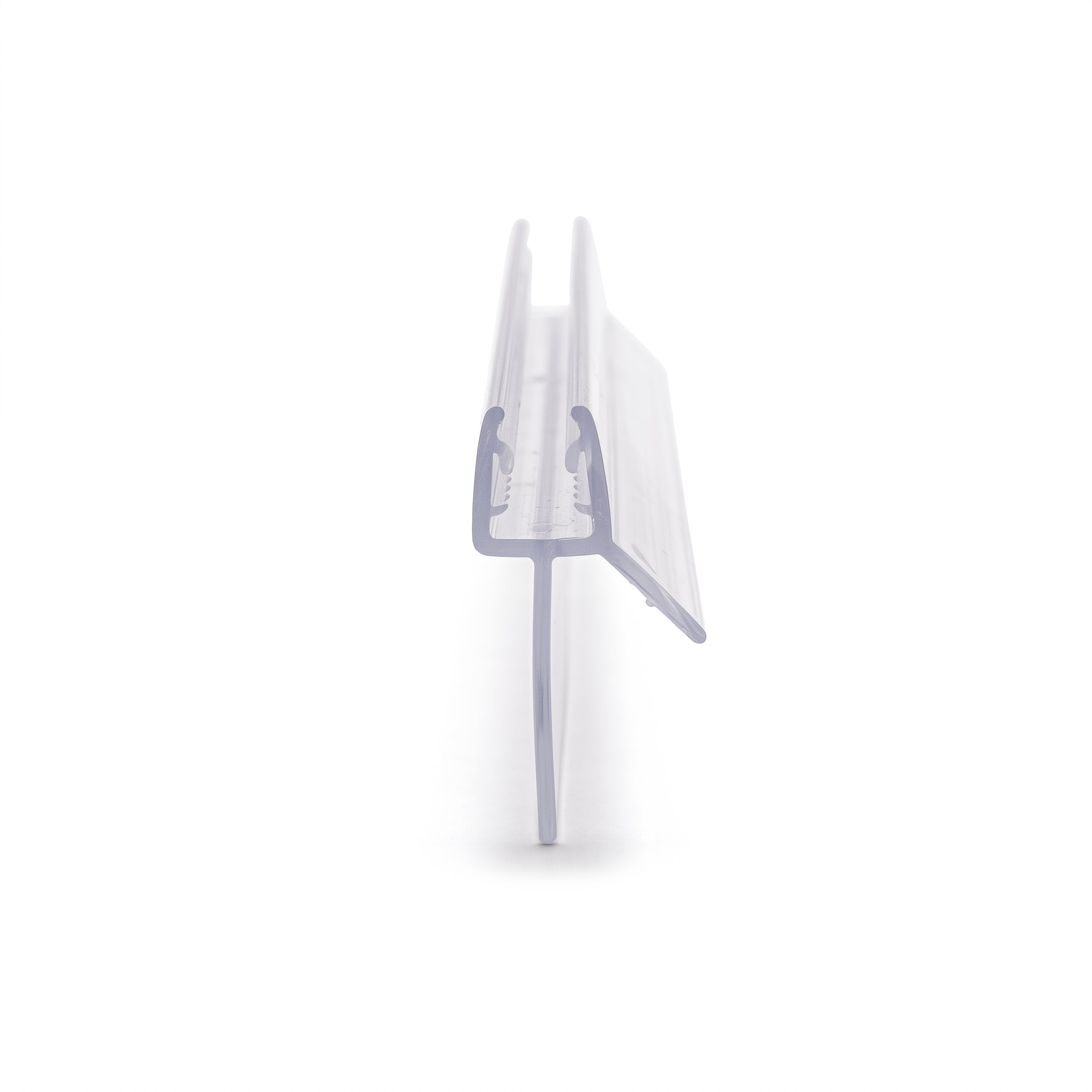 Clear SEAL007 seal cut piece - 10mm channel for 4-6mm glass with 23mm straight fin and 8mm angled fin