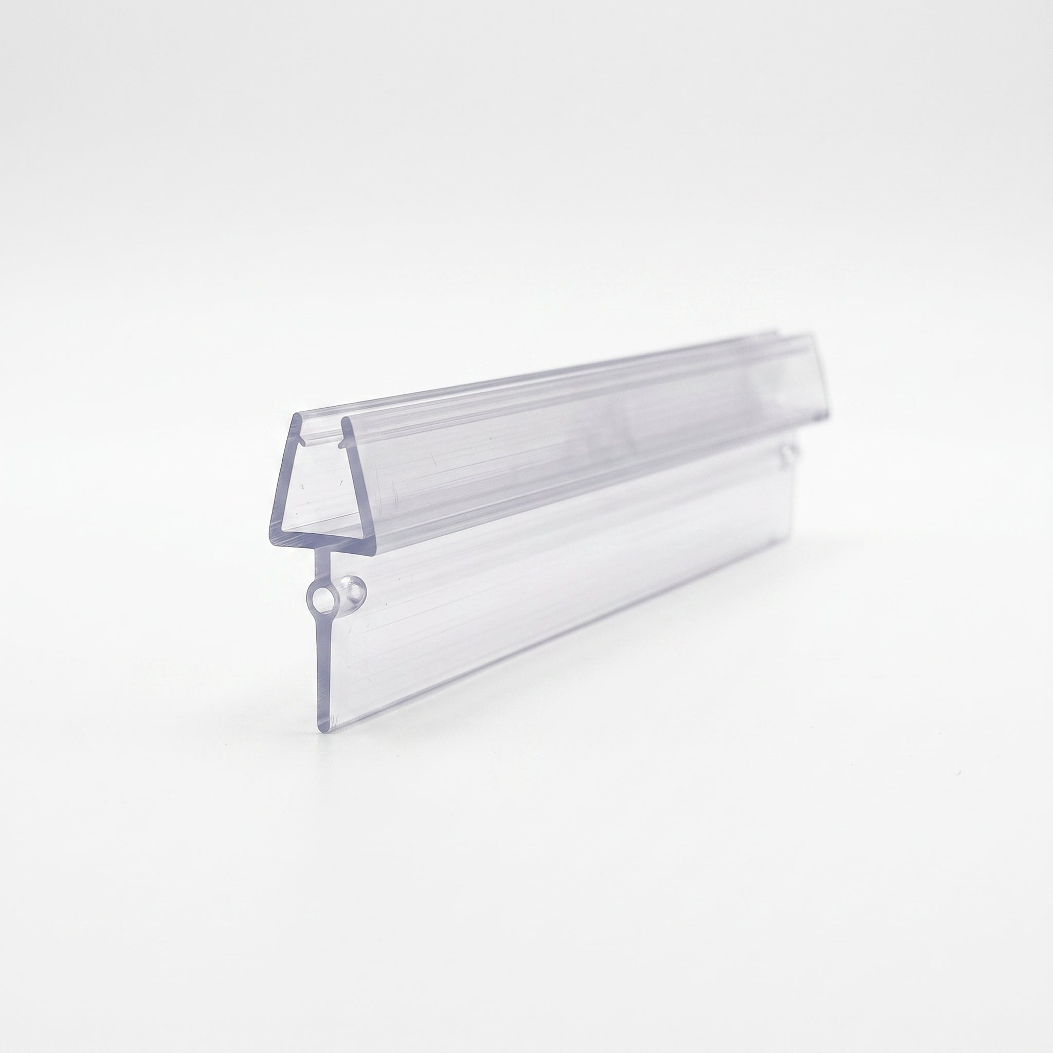 SEAL008 clear shower screen seal profile - 11mm channel for 4-6mm glass with 25mm bubble drop blade