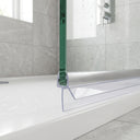 Shower screen seal installed on glass panel - SEAL012CP - Chrome Shower Screen Seal - Fits 4-6mm Glass - Fits 15mm to 20mm gaps