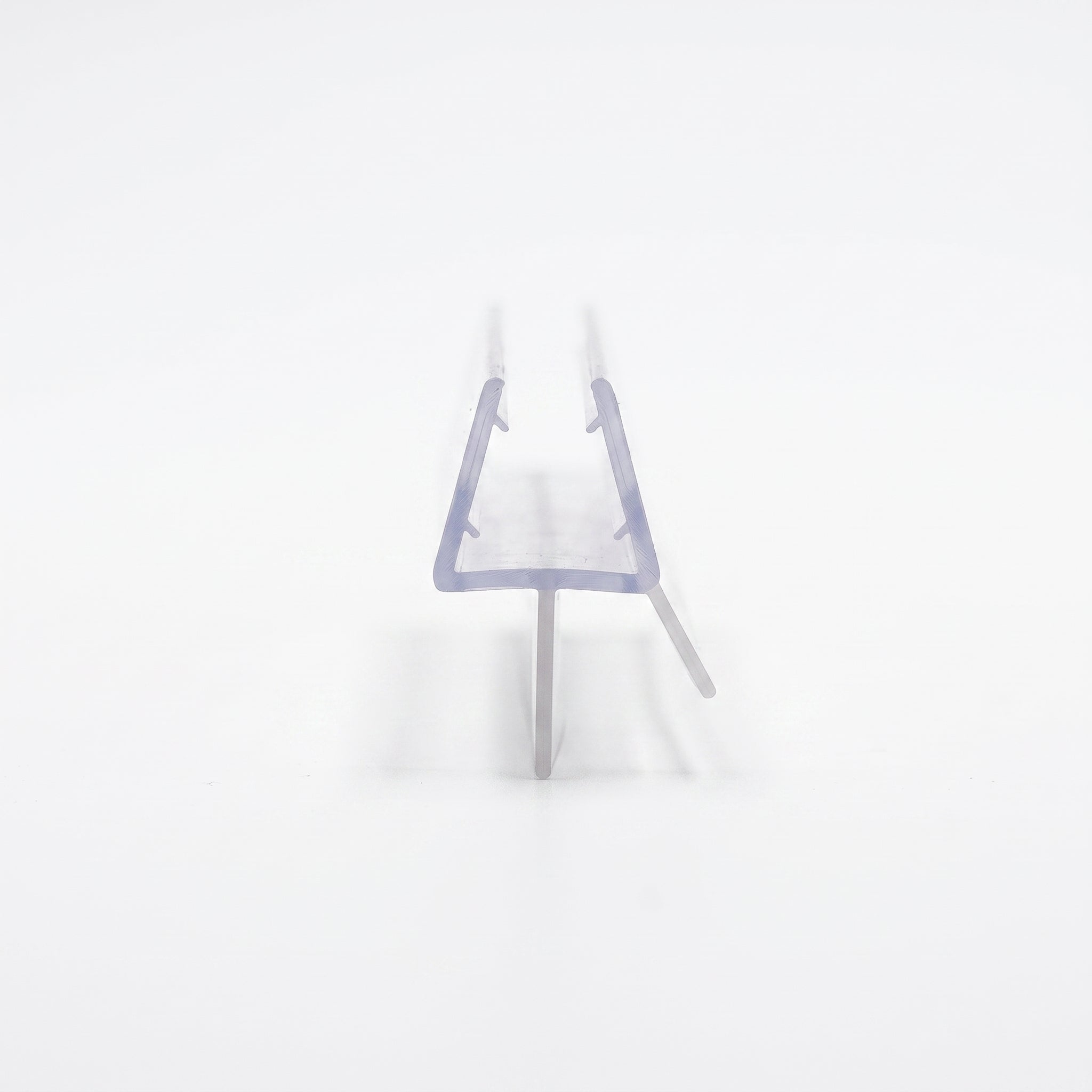 SEAL013 clear shower screen seal profile - 14mm channel for 8-10mm glass with 16mm drop blade and 7mm fin