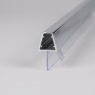 Length of seal on white, polished chrome channel with gripping nibs and clear angled fins below