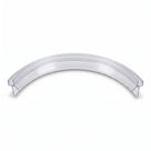 Factory-curved clear seal on white, formed into a smooth arc with the fin along the inner edge