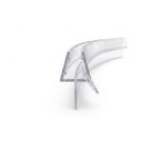 Short clear offcut on white bent into a quarter arc, glass channel with a curved fin and a straight drop blade
