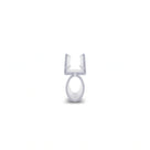 Clear seal offcut end-on on white, glass channel above a large oval hollow bubble loop