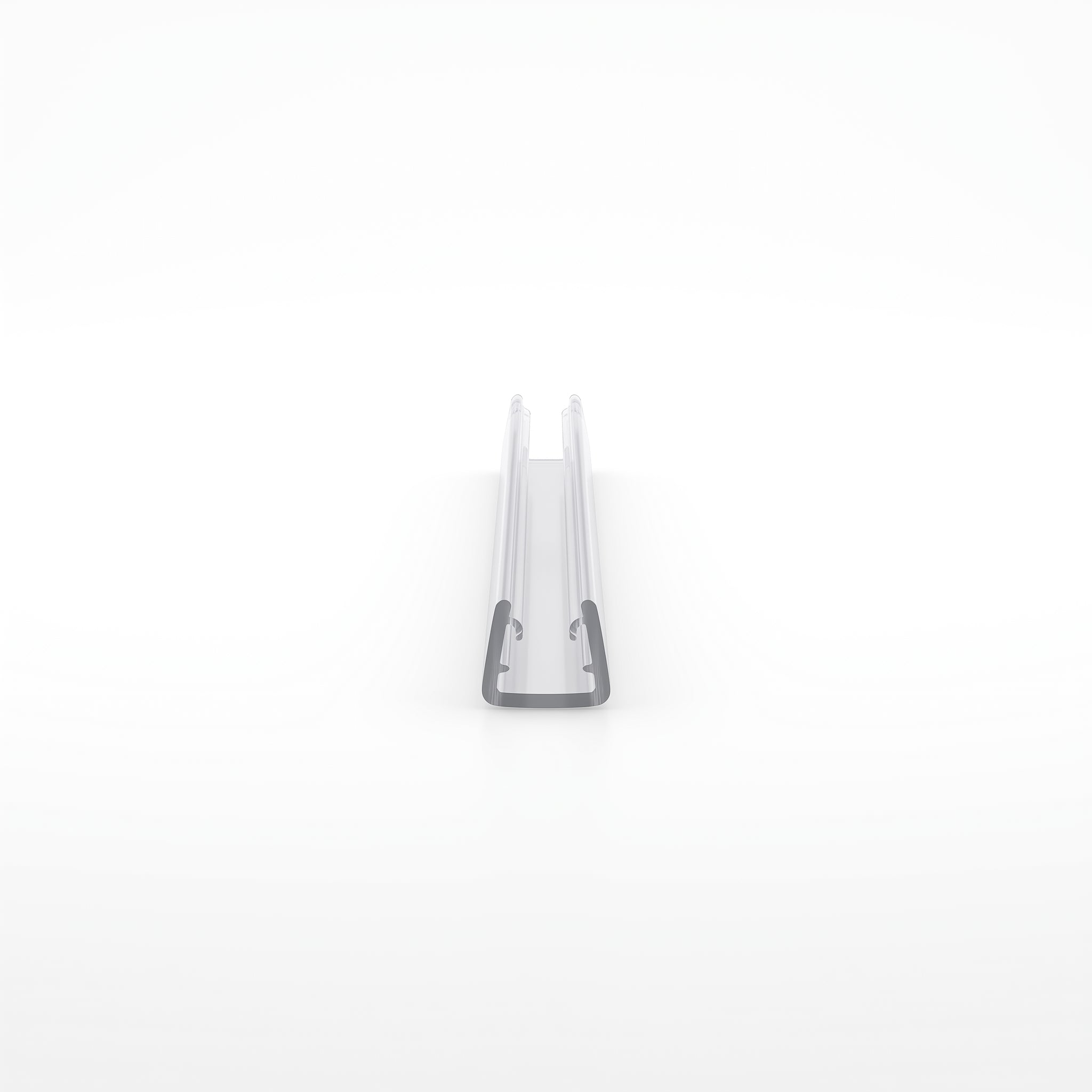 Clear SEAL024 U-channel seal cut piece - plain 11mm channel with 4mm mouth and 6mm base for 4-6mm glass, no fin