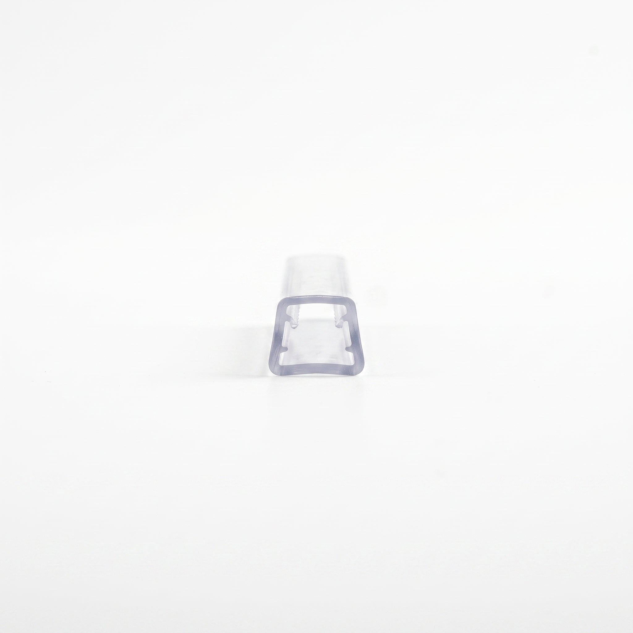 Clear SEAL025 U-channel seal cut piece - plain 12mm channel with 8mm mouth and 10mm base for 8-10mm glass, no fin