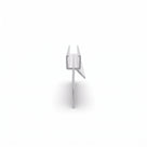 Small clear seal offcut on white, end-on - narrow glass channel with a long drop fin and short angled fin