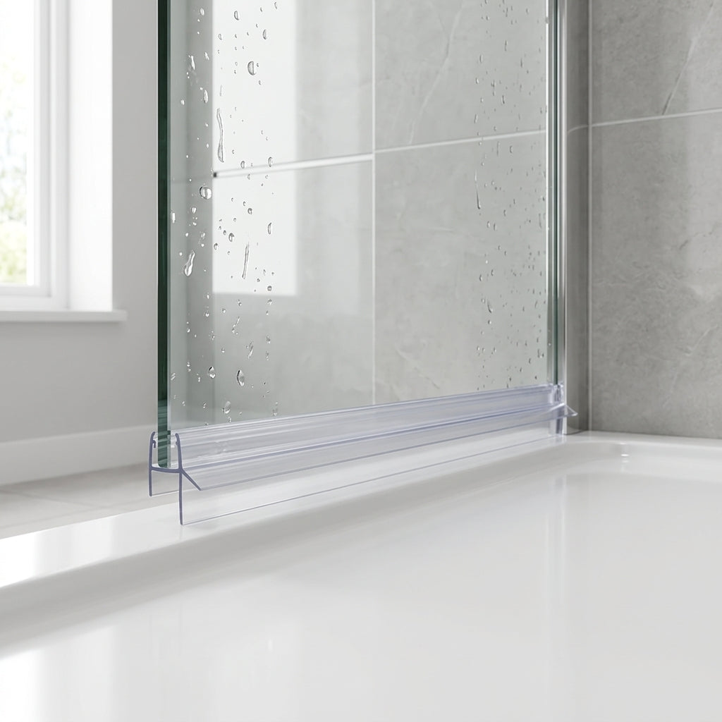 Shower screen seal installed on glass panel - Shower Screen Seal - Fits 8-10mm Glass - Fits 7mm to 12mm gaps