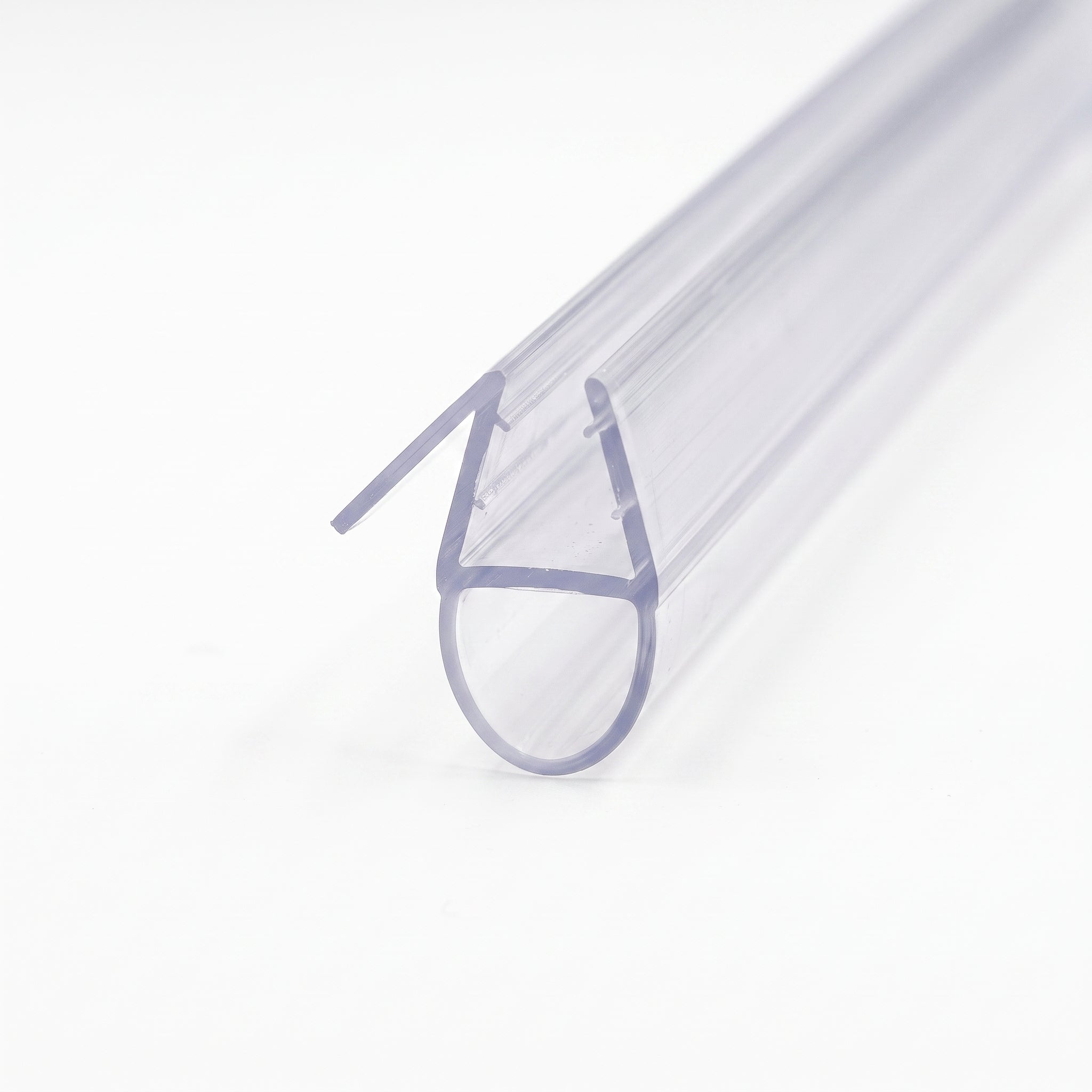 Shower screen seal profile for 8-10mm glass - 13mm channel with deflector fin and 15mm bubble seal