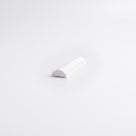 Short white half-round threshold seal offcut on a white studio background, gloss top and flat base