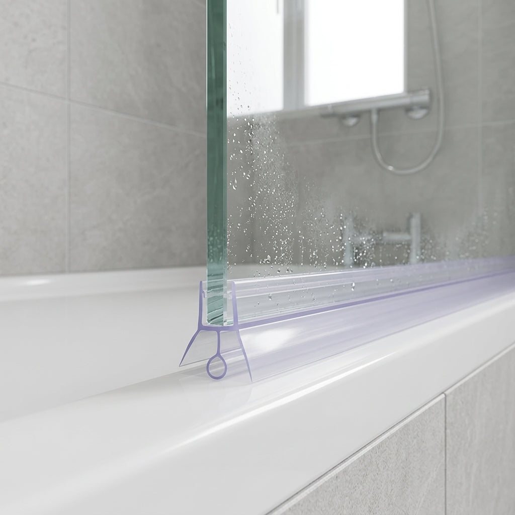 Shower screen seal installed on glass panel - Shower Screen Seal - Fits 8-10mm Glass - Fits 7mm to 12mm gaps