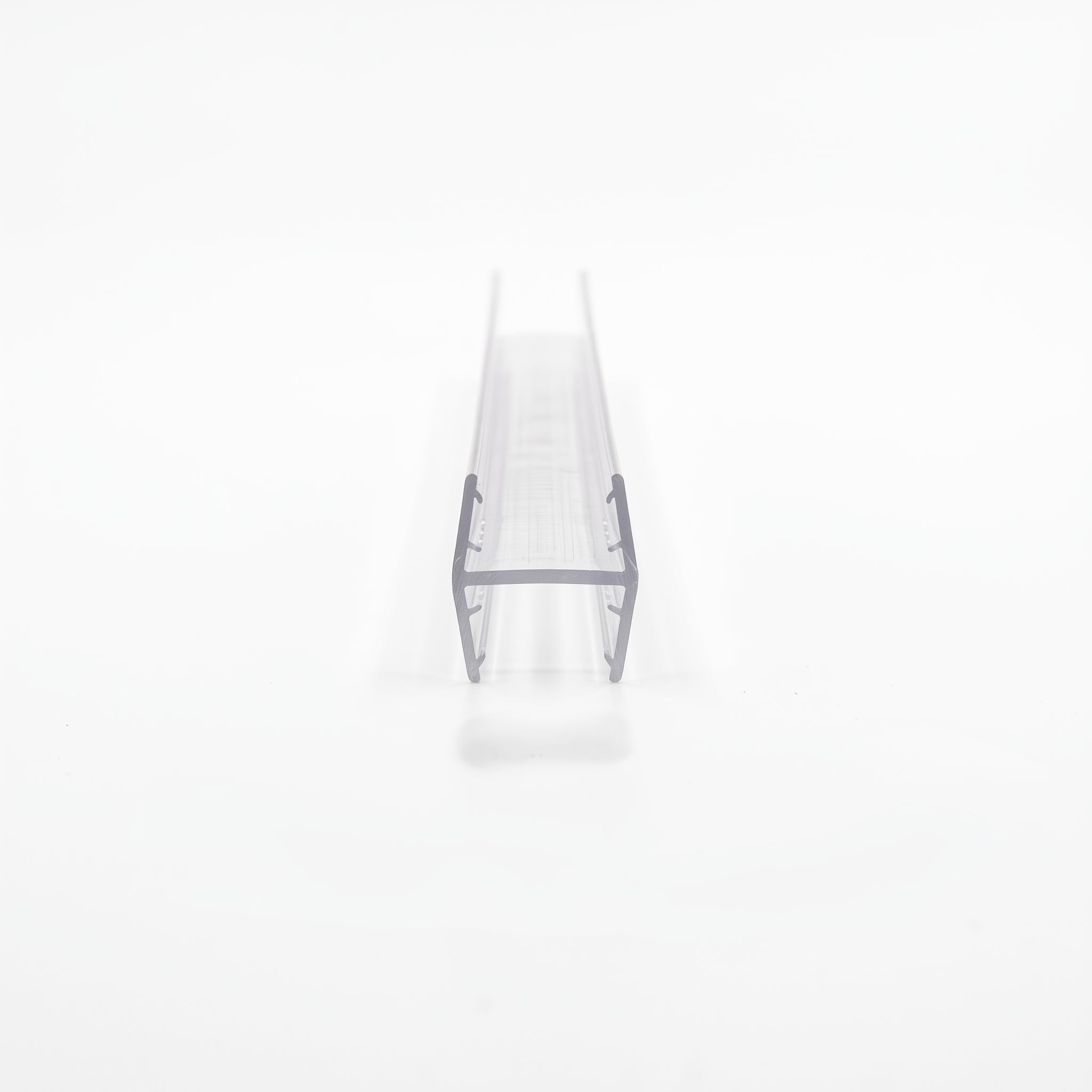 Clear SEAL066 H-profile joint seal cut piece - twin opposed channels joining two 8-10mm glass panels inline