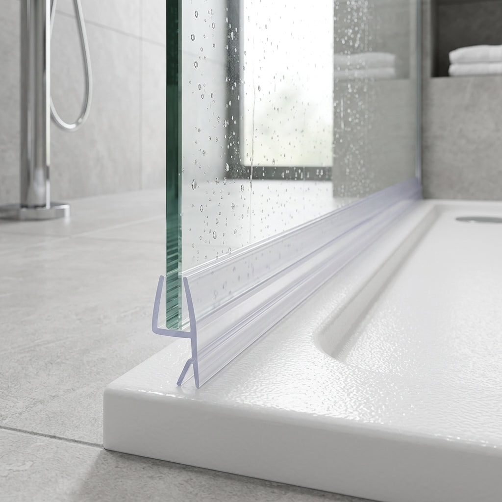 Shower screen seal installed on glass panel - Shower Screen Seal - Fits 8-10mm Glass - Fits 6mm to 11mm gaps