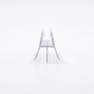 Clear seal offcut end-on on white, glass channel on two splayed legs with a centre fin between