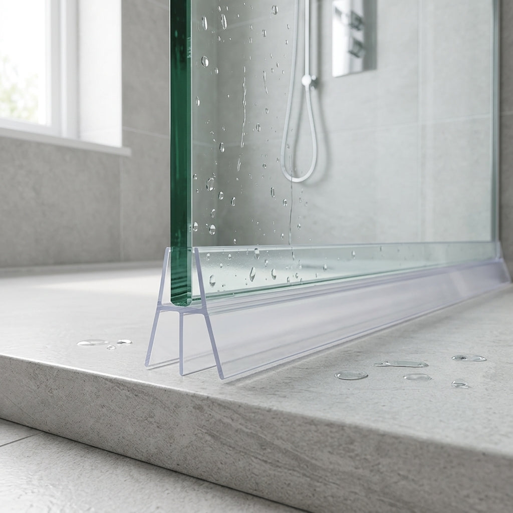 Shower screen seal installed on glass panel - Shower Screen Seal - Fits 8-10mm Glass - Fits 10mm to 15mm gaps