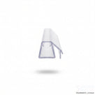 Clear deflector seal at an angle on white, square channel with an angled fin, tolerance plus or minus 0.5mm