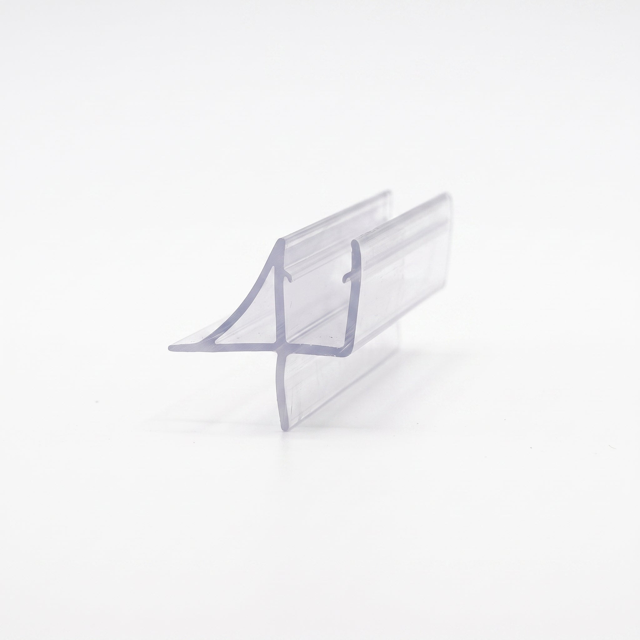 Cut length of SEAL078 clear seal - channel for 8-10mm glass with wing fin, 12mm foot and 12mm blade
