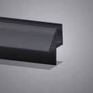 Side view of the black 8-10mm glass shower screen seal showing the 14mm channel and flat skirt