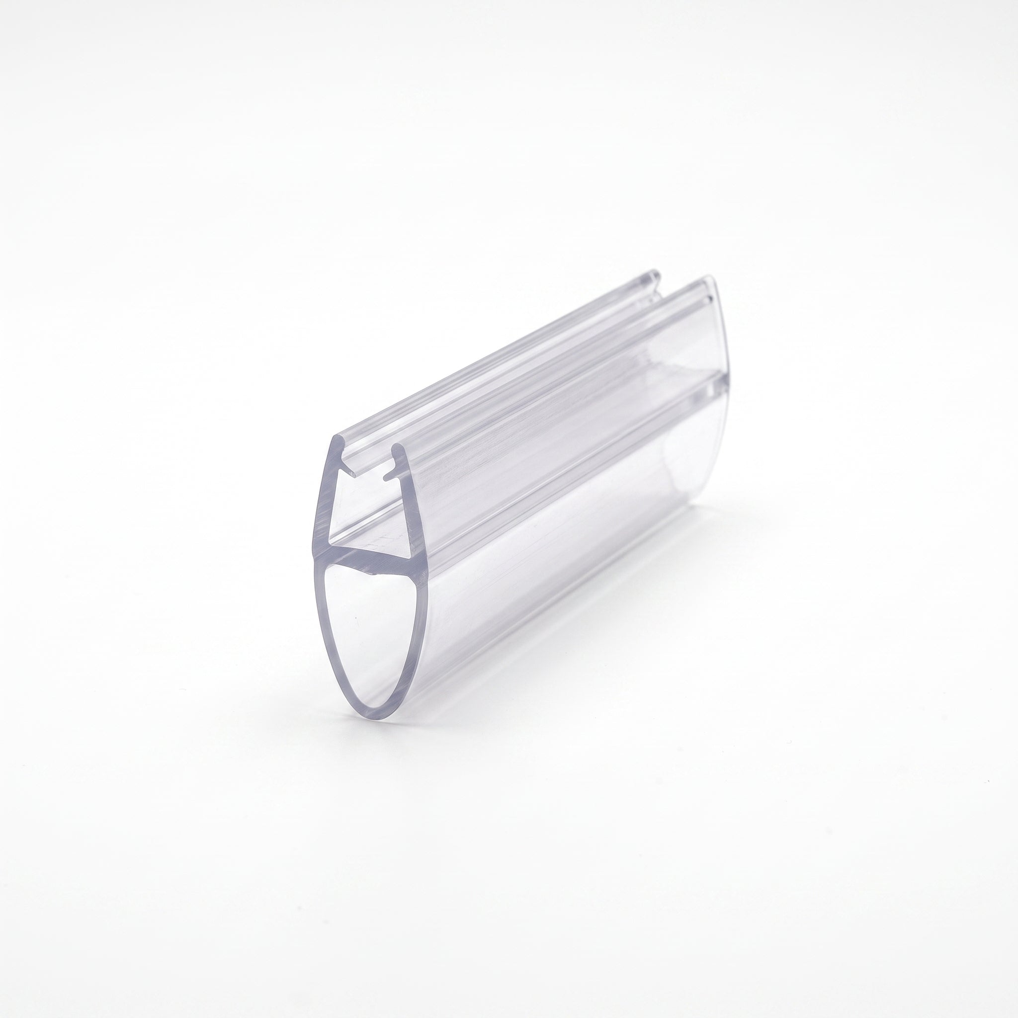 SEAL079 clear shower screen seal profile - 10mm U-channel for 4-6mm glass with 16mm teardrop bubble for 11-16mm gaps