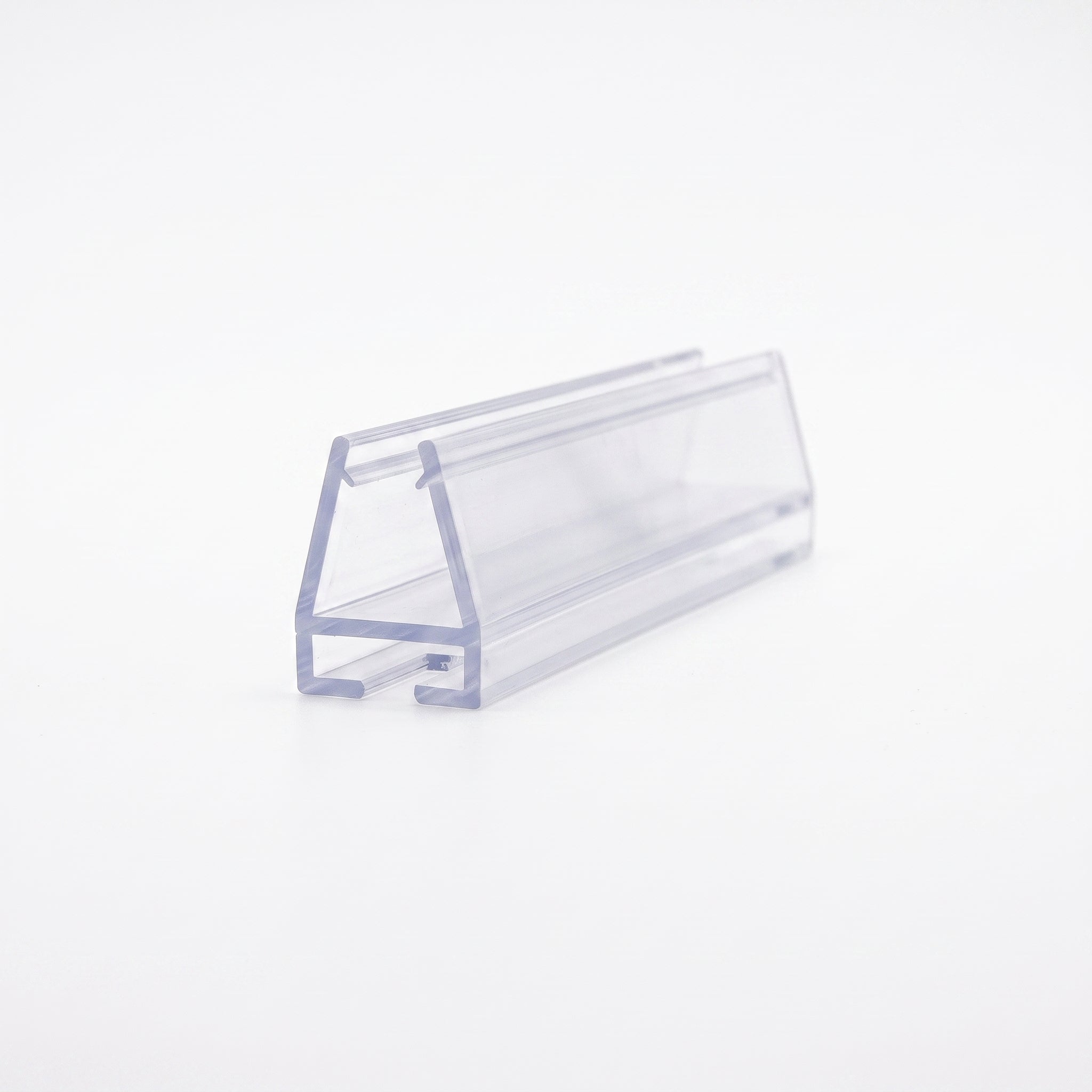 Cut length of SEAL084 clear carrier seal - channel for 8mm glass on 11mm base with downward insert slot