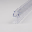 Length of clear seal on white, glass channel with an angled top fin and twin drip blades below