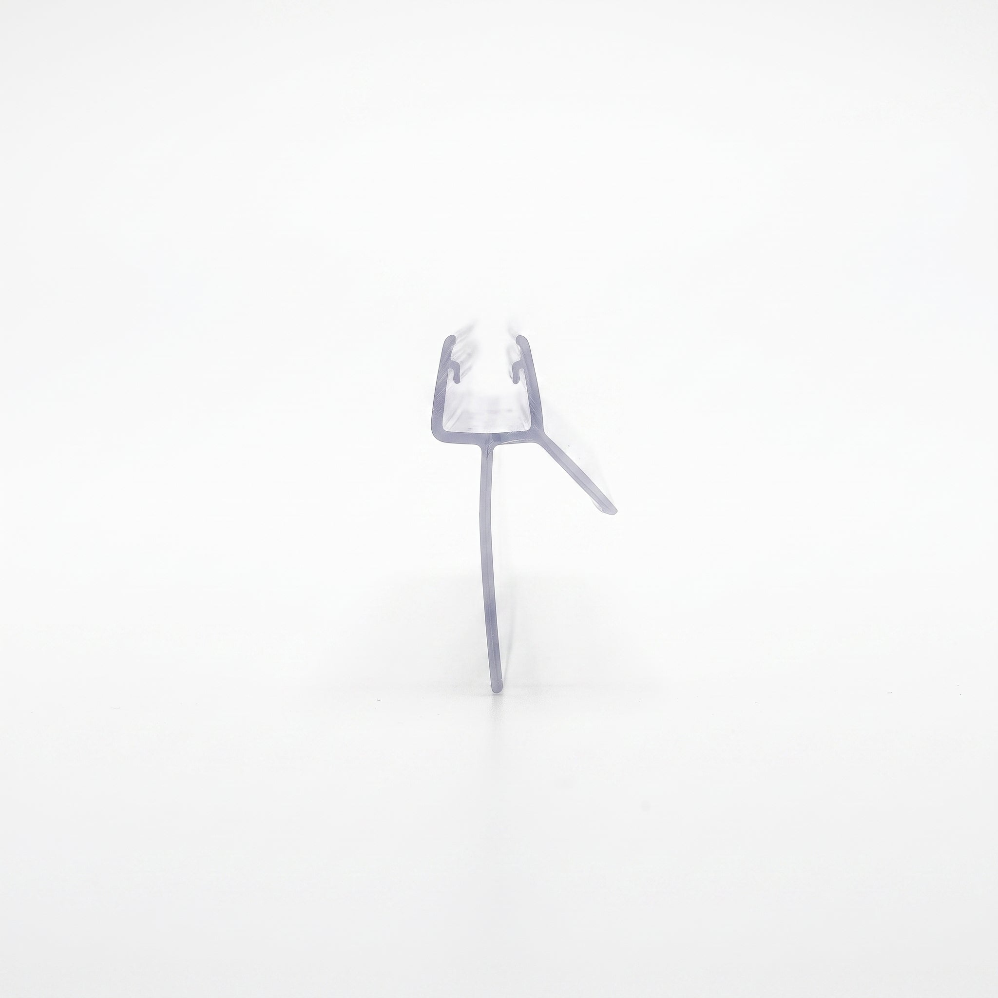 Clear SEAL094 seal cut piece - 10mm channel for 4-6mm glass with extra long 50mm fin and 8mm angled fin