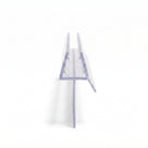 Clear seal offcut end-on on white, glass channel with splayed fins above a long drop blade