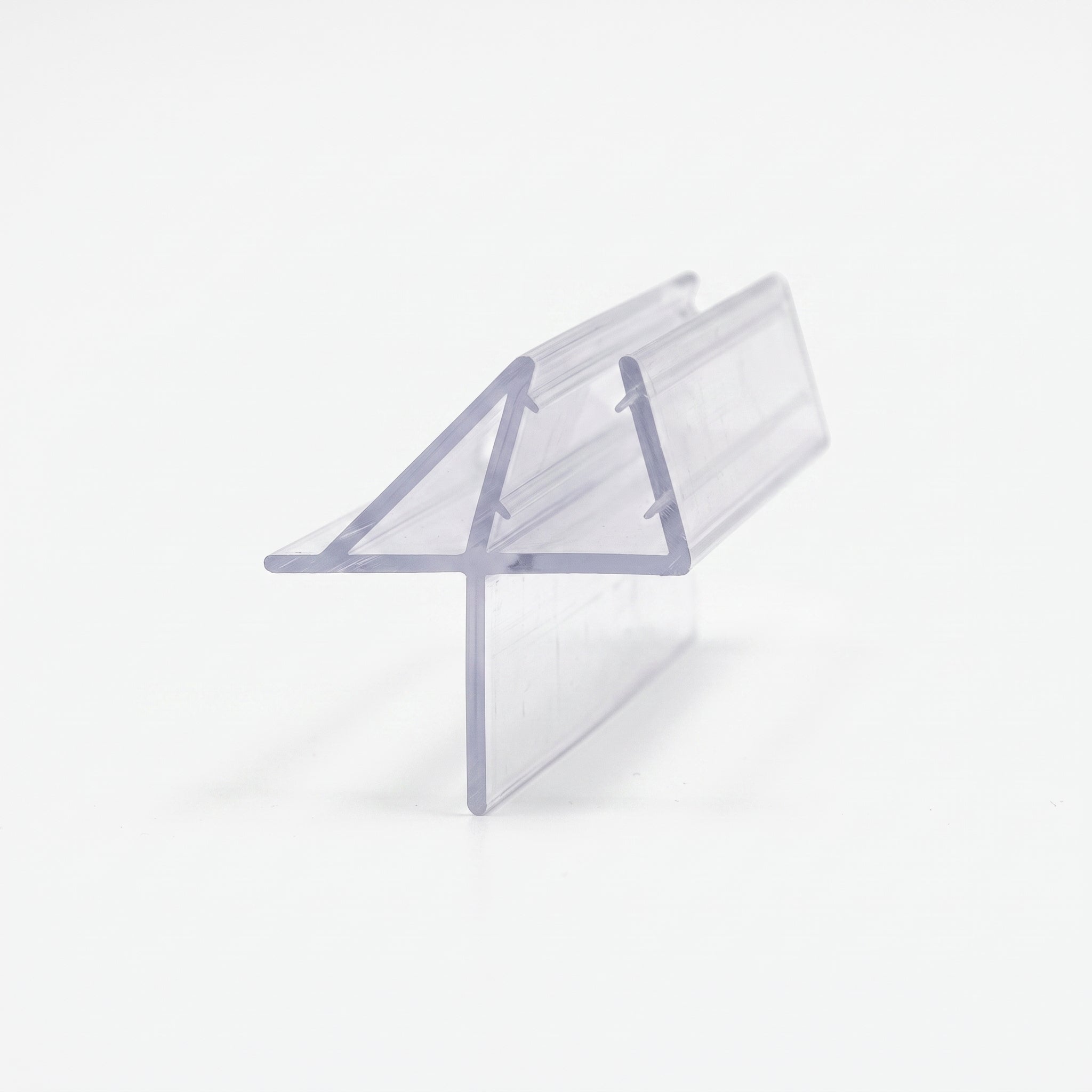 Cut length of SEAL106 clear seal - slim channel for 4-6mm glass with 17mm wing fin, 13mm foot and 16mm blade
