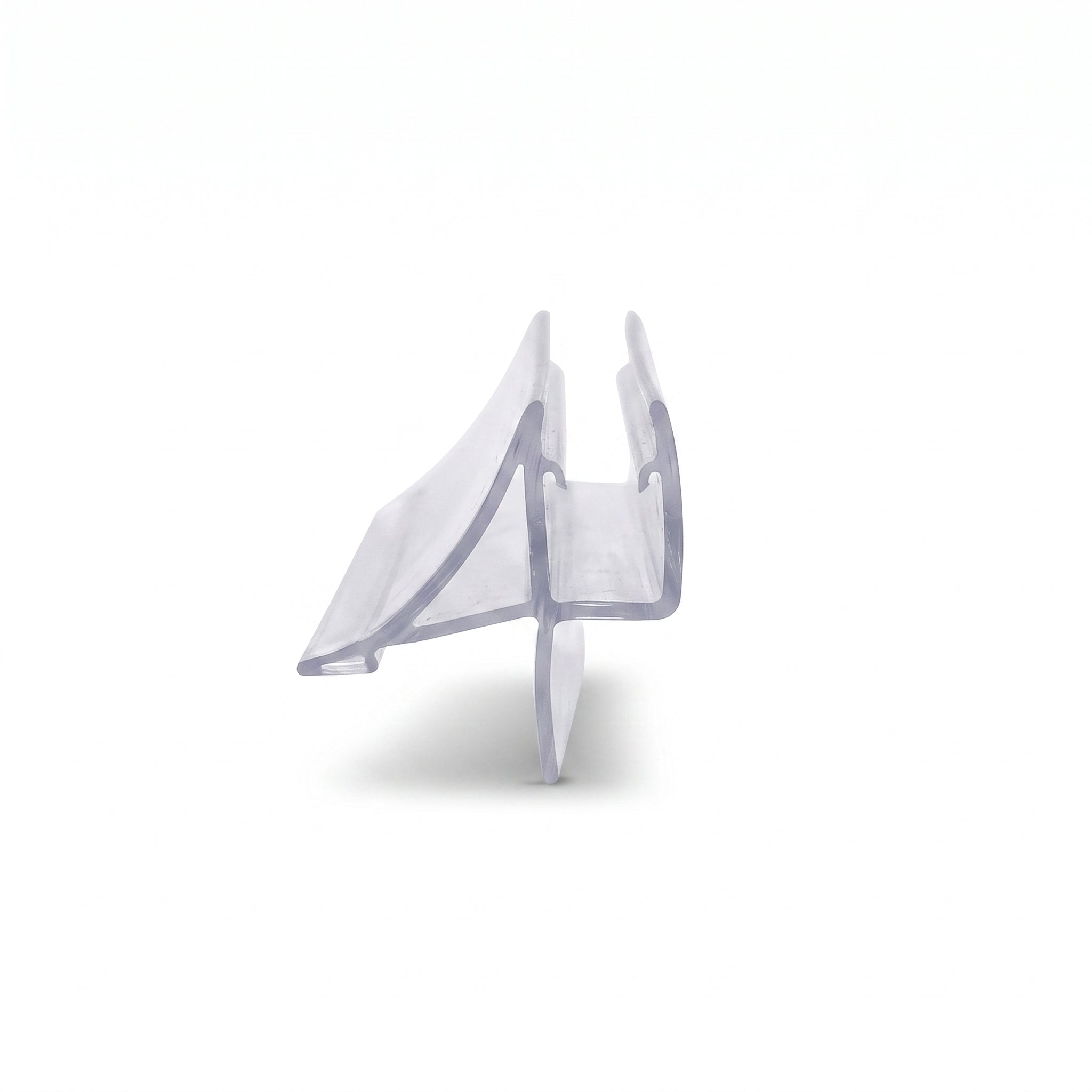Shower screen seal profile for 8-10mm glass - 17mm channel with 20mm deflector fin and 10mm straight fin