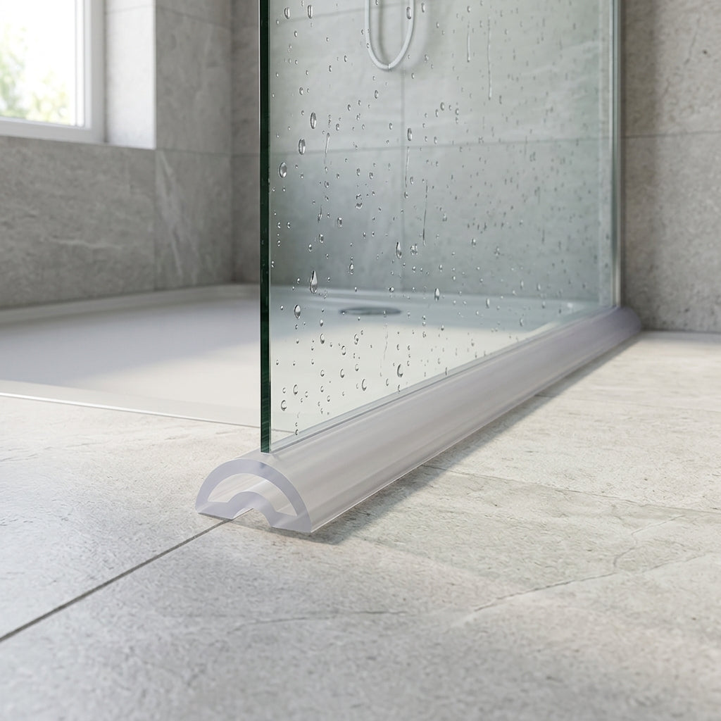 Shower threshold seal installed along shower tray - Shower Threshold Seal - Clear - Lengths of 800mm, 900mm, 1400mm and 2000mm