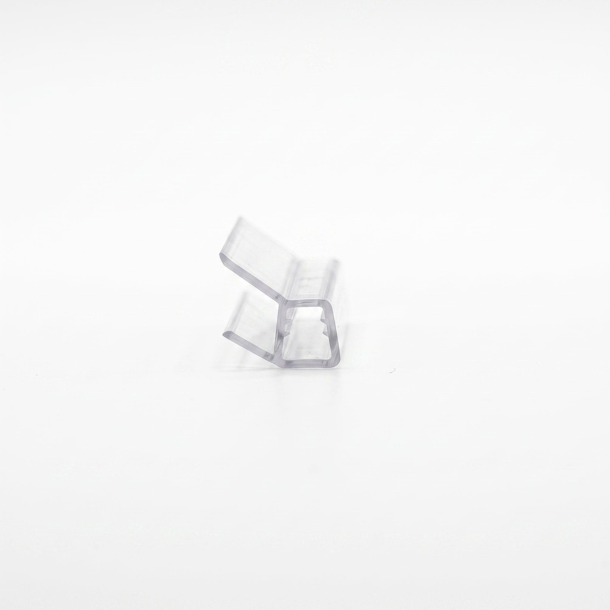 Clear SEAL135 shower screen seal cut piece - 9.5mm push-on channel for 4-6mm glass with 14mm and 9mm angled blades